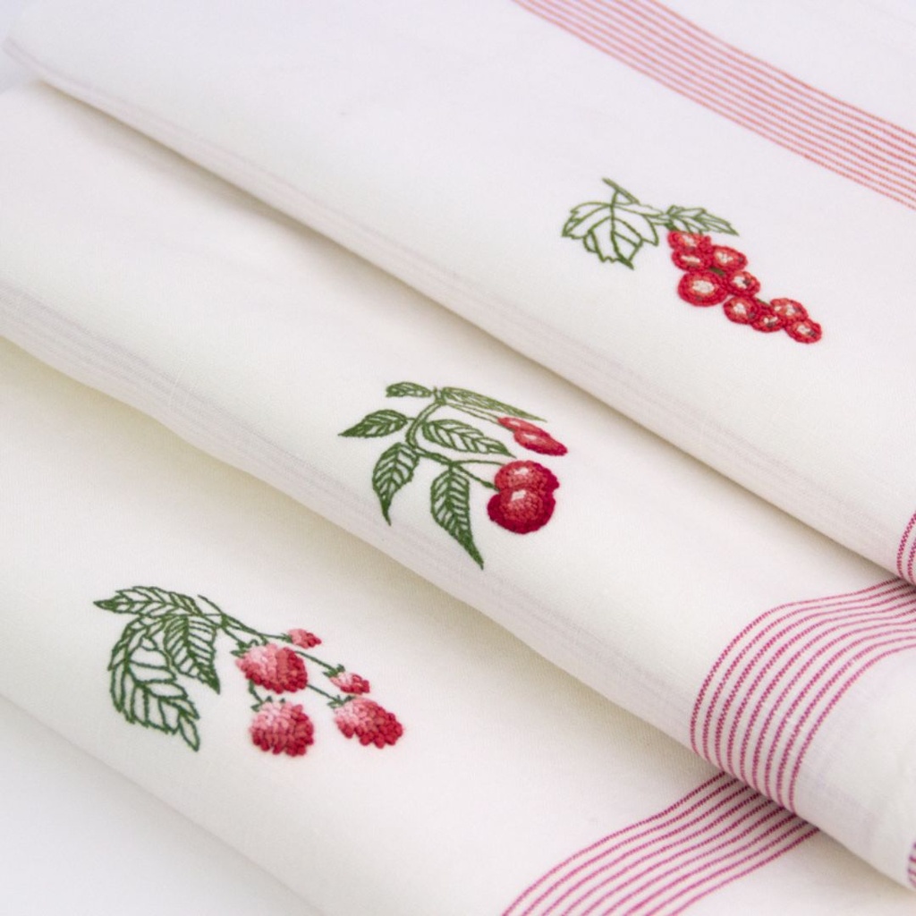 FRUITS ROUGES - Torchon de Cuisine en Lin