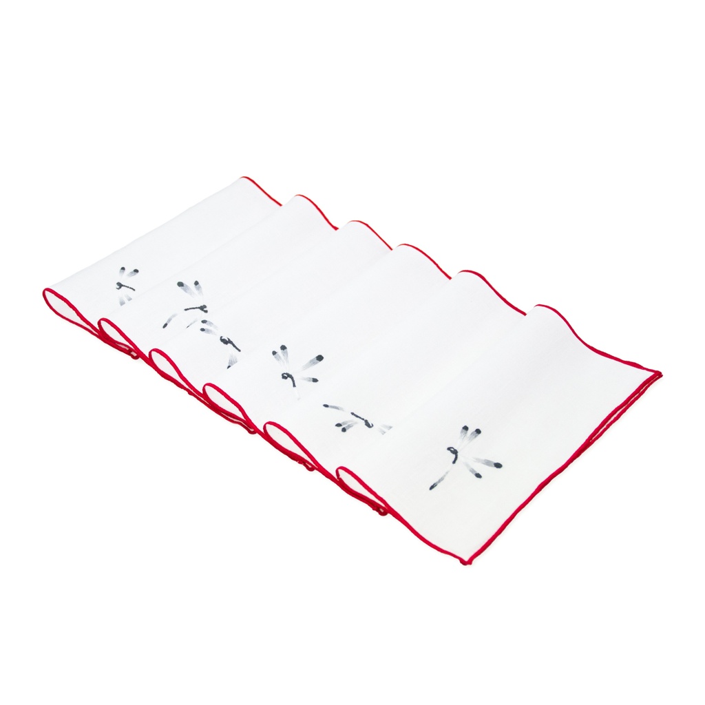 Libellules - 6 Serviettes Cocktail en Lin