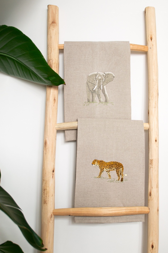 ANIMAUX D'AFRIQUE - Essuie-mains Invités en Lin