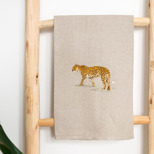 AFRICAN ANIMALS - Linen Guest Hand Towels