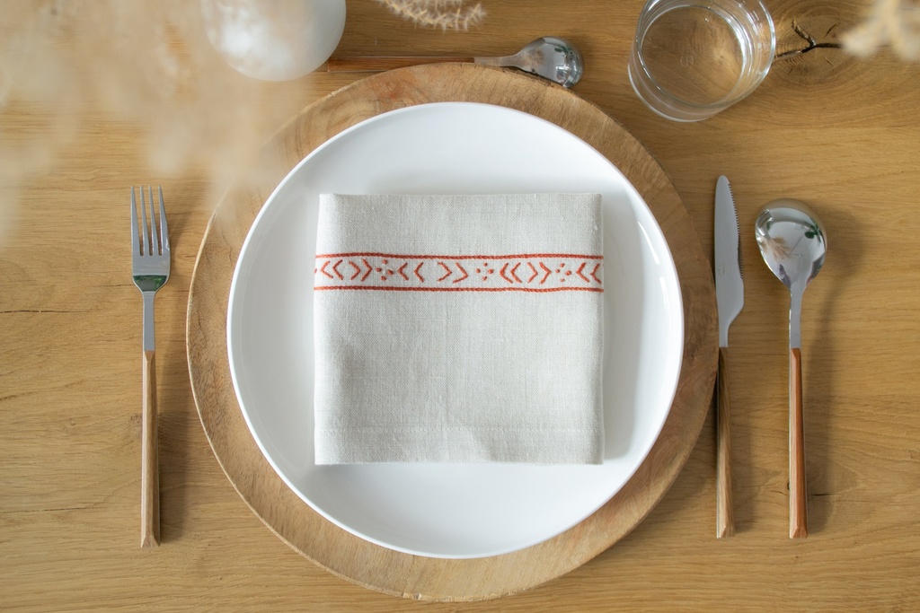 ETHNISCH - 6 Linnen Tafel Servetten