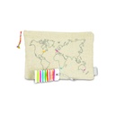 CARTE DU MONDE - Pochette large en Lin