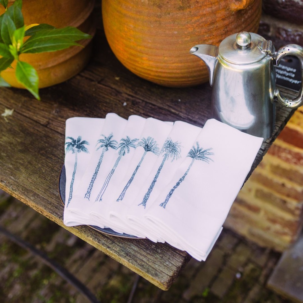 PALM TREE - Set of 6 Linen Napkins