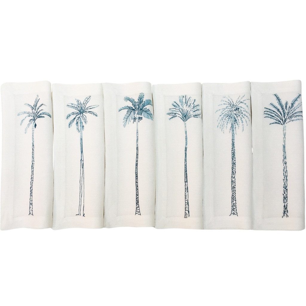 PALM TREE - Set of 6 Linen Napkins