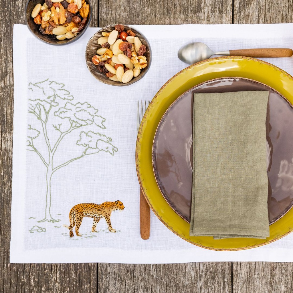 AFRICAN ANIMALS – Set of 6 Linen Placemats 