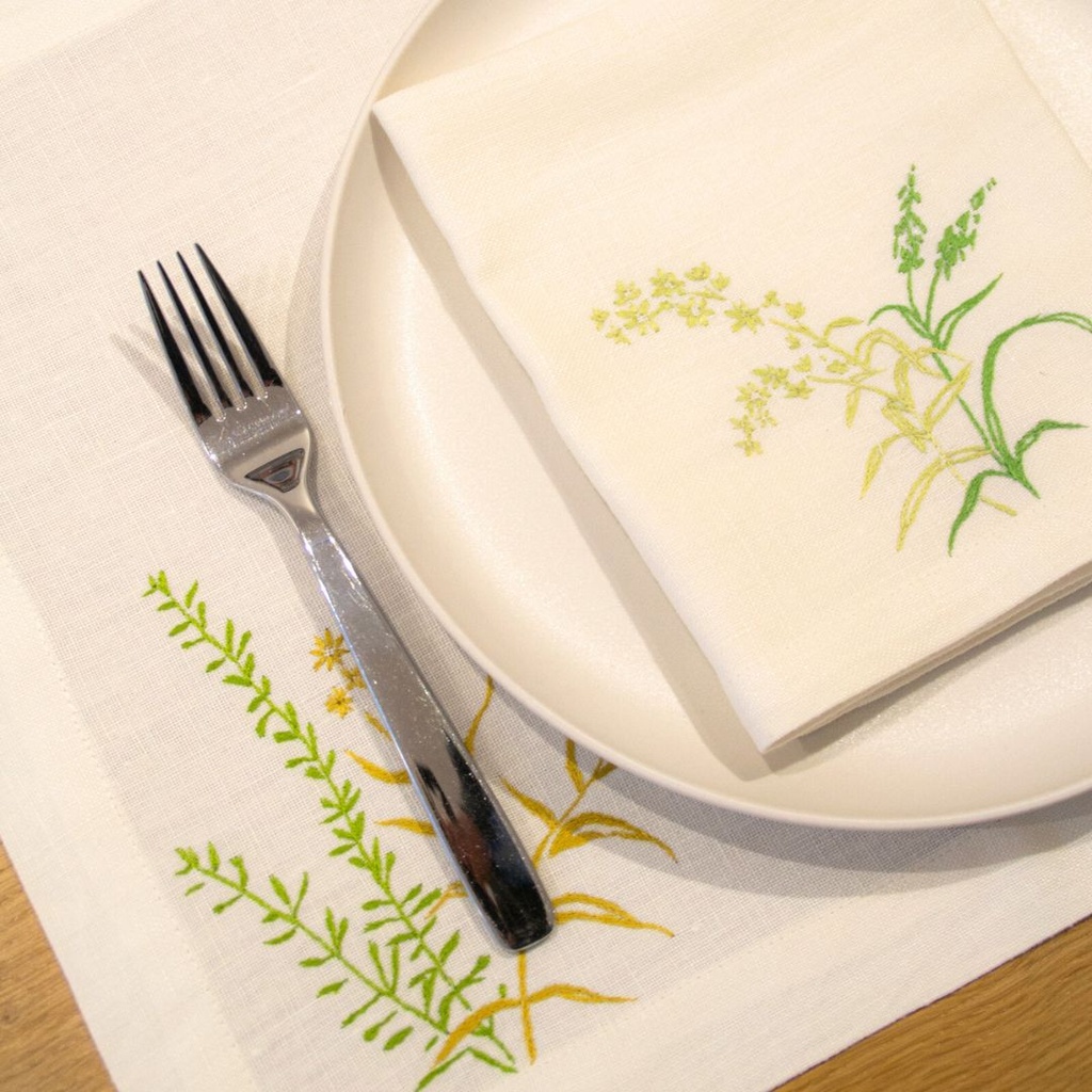 WILDE BLOEMEN - Set van 6 linnen placemats