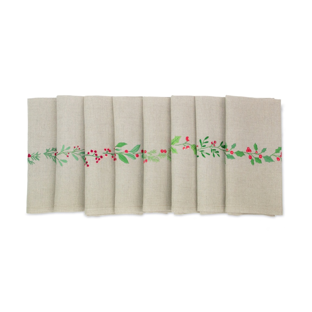 WINTER GARDEN - 8 Linen Dinner Napkins