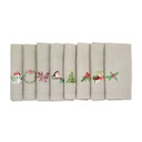CHRISTMAS ICONS - 8 Linen Dinner Napkins