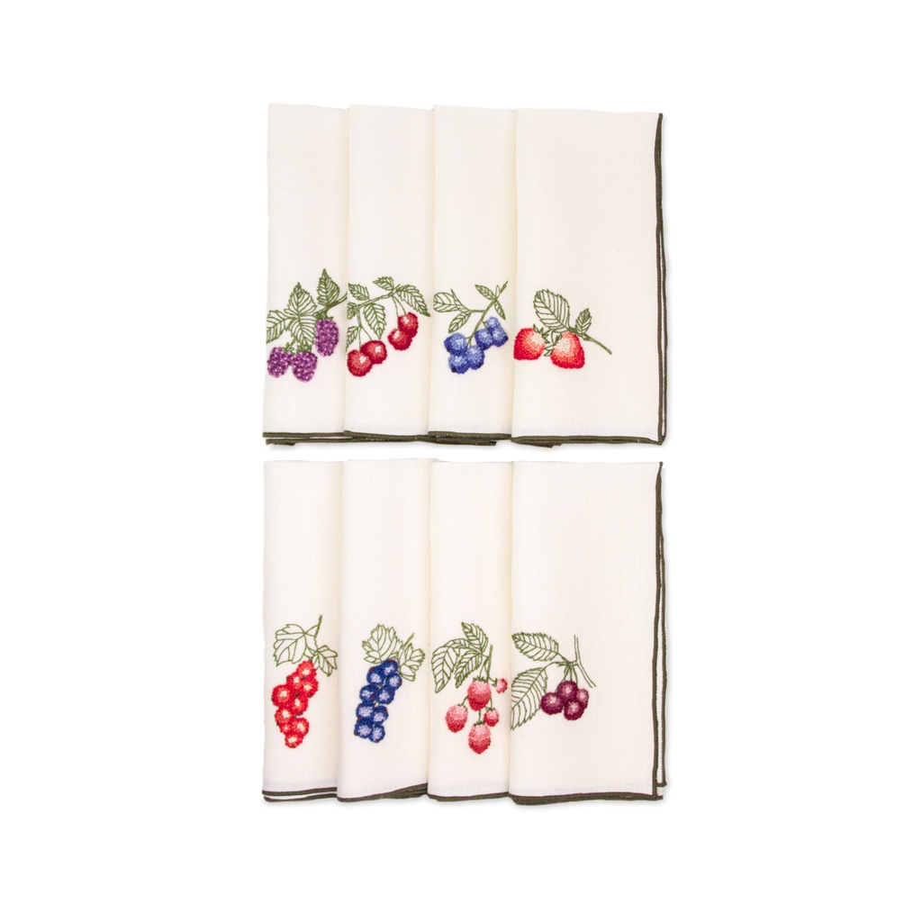 ROOD FRUIT – Set van 8 Linnen Servetten