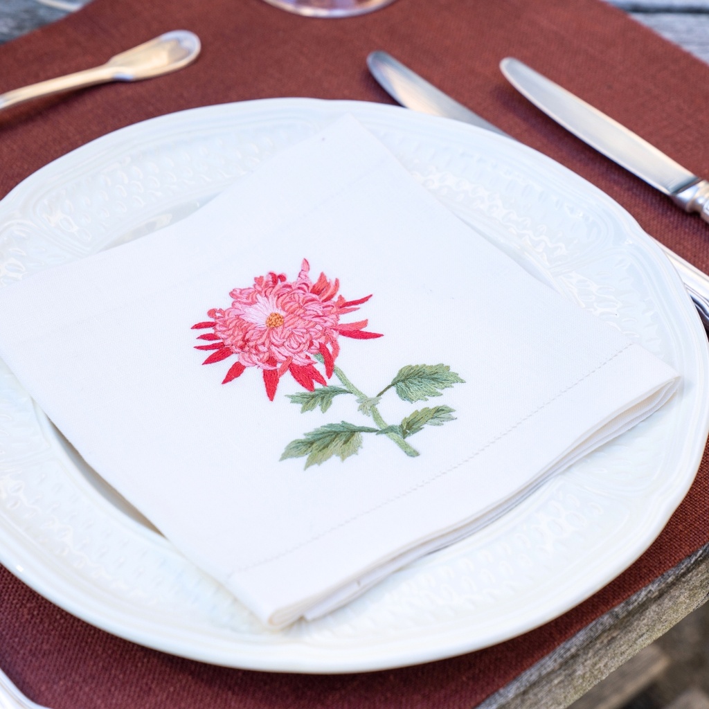 KIKU BLOEMEN - 6 Linnen Servetten