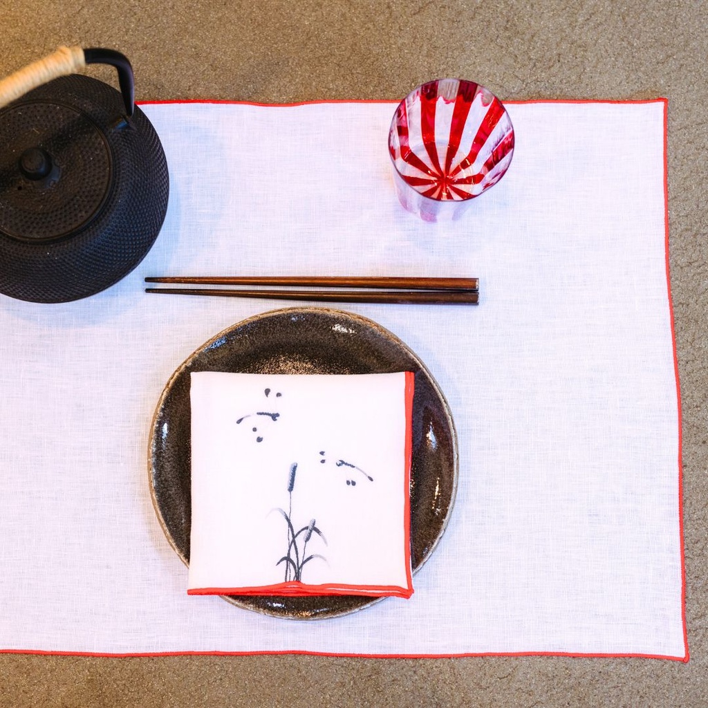 SHIBUI - Set de Table en Lin avec Bourdon Feston