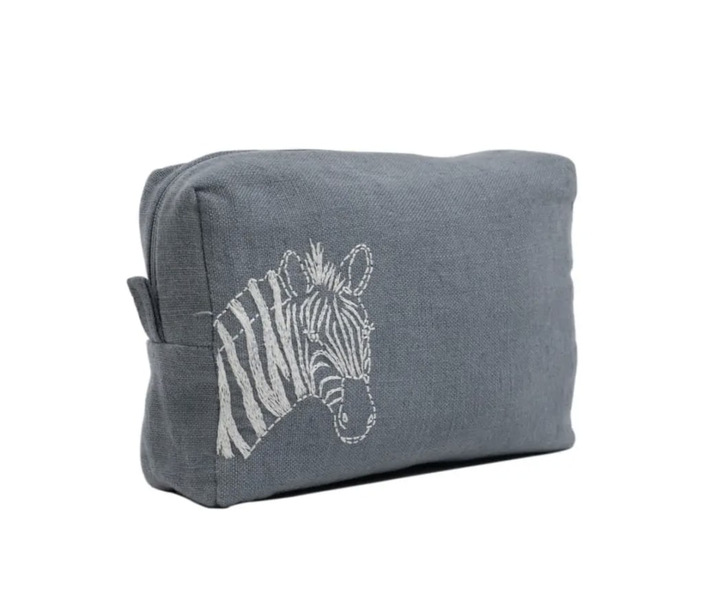 ZEBRA - Linen Medium Pouch