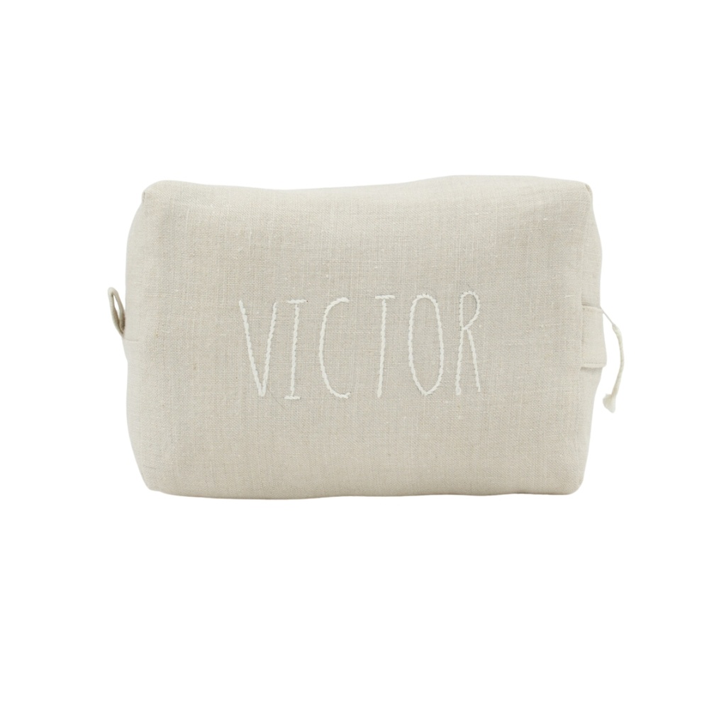 PERSONALISED - Linen Toiletries Bag