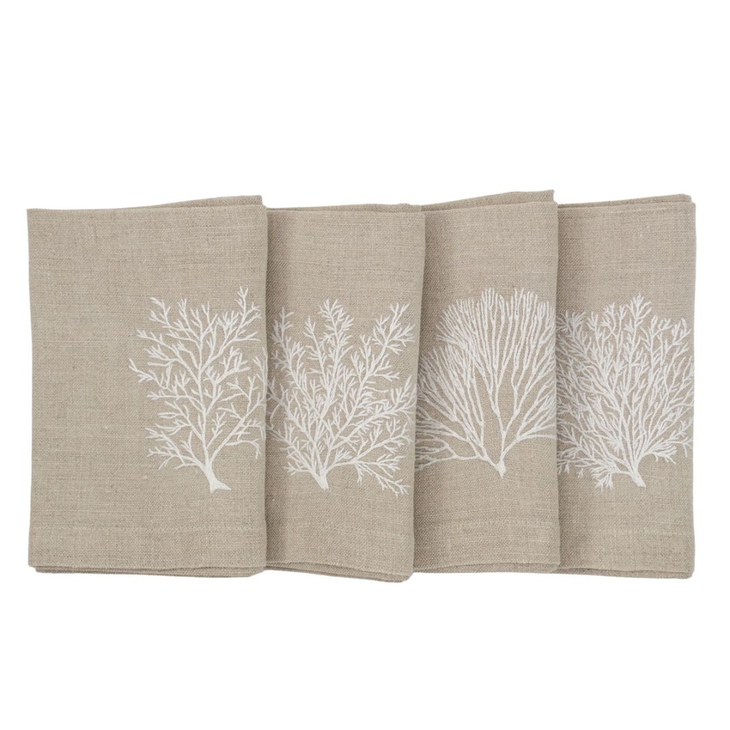 GORGONIAN CORALS - 4 Linen Table Napkins