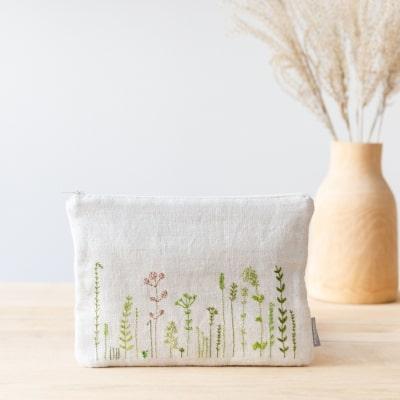 HERBS - Linen Medium flat Pouch 