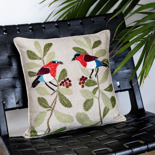 OISEAUX AFRICAIN - Coussin en Lin