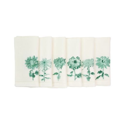 FLEURS KIKU - 6 Serviettes de Table en Lin