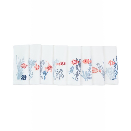 ATOLL FISH - 8 White Linen Napkins