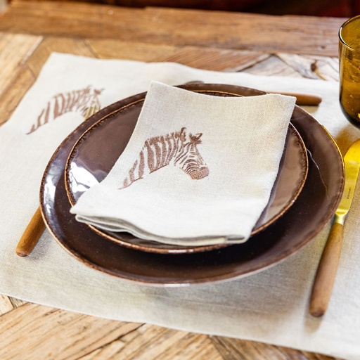 VIRUNGA - 6 Serviettes de Table en Lin Flax