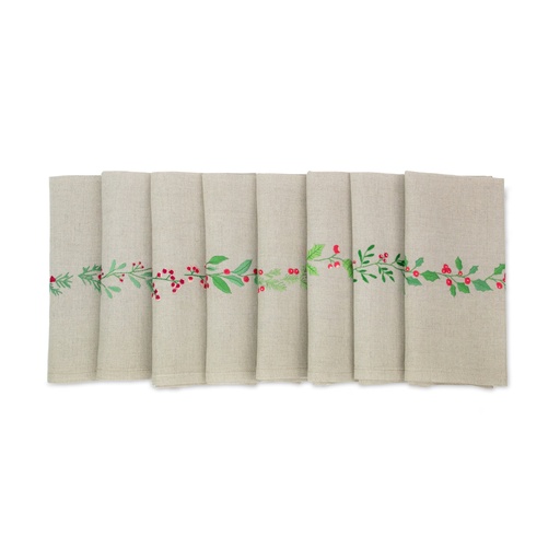 WINTER GARDEN - 8 Linen Dinner Napkins