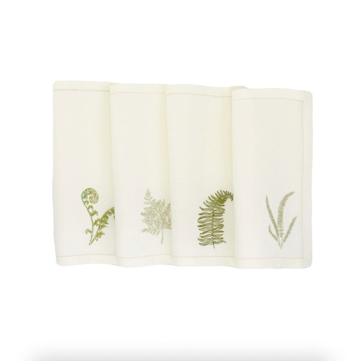 [CK2020FOUGGEOY] FERNS  - 6 Linen Cocktail Napkins 