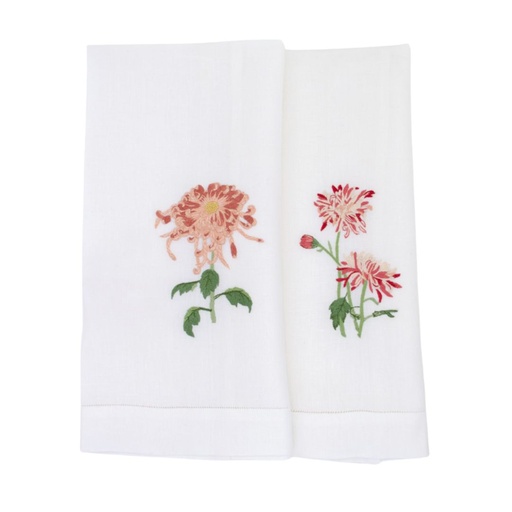 KIKU FLOWERS - Linen Guest Hand Towel