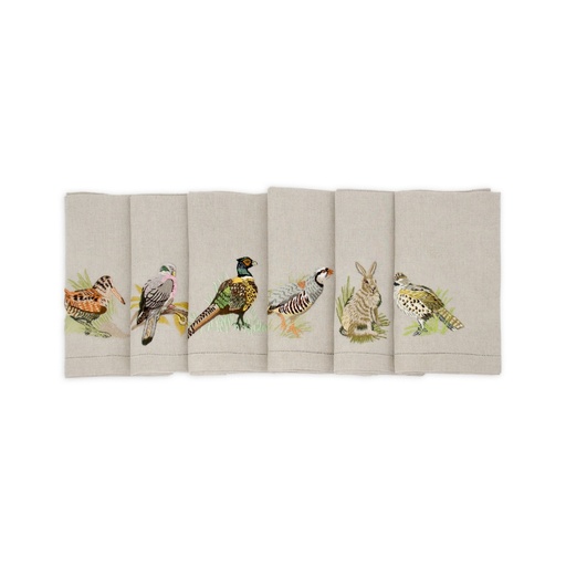 PETITS GIBIERS - 6 Serviettes de Table en Lin