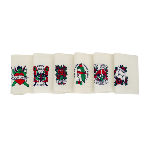 [SE4545TATTMUOY] TATOO - 6 Linen Table Napkins